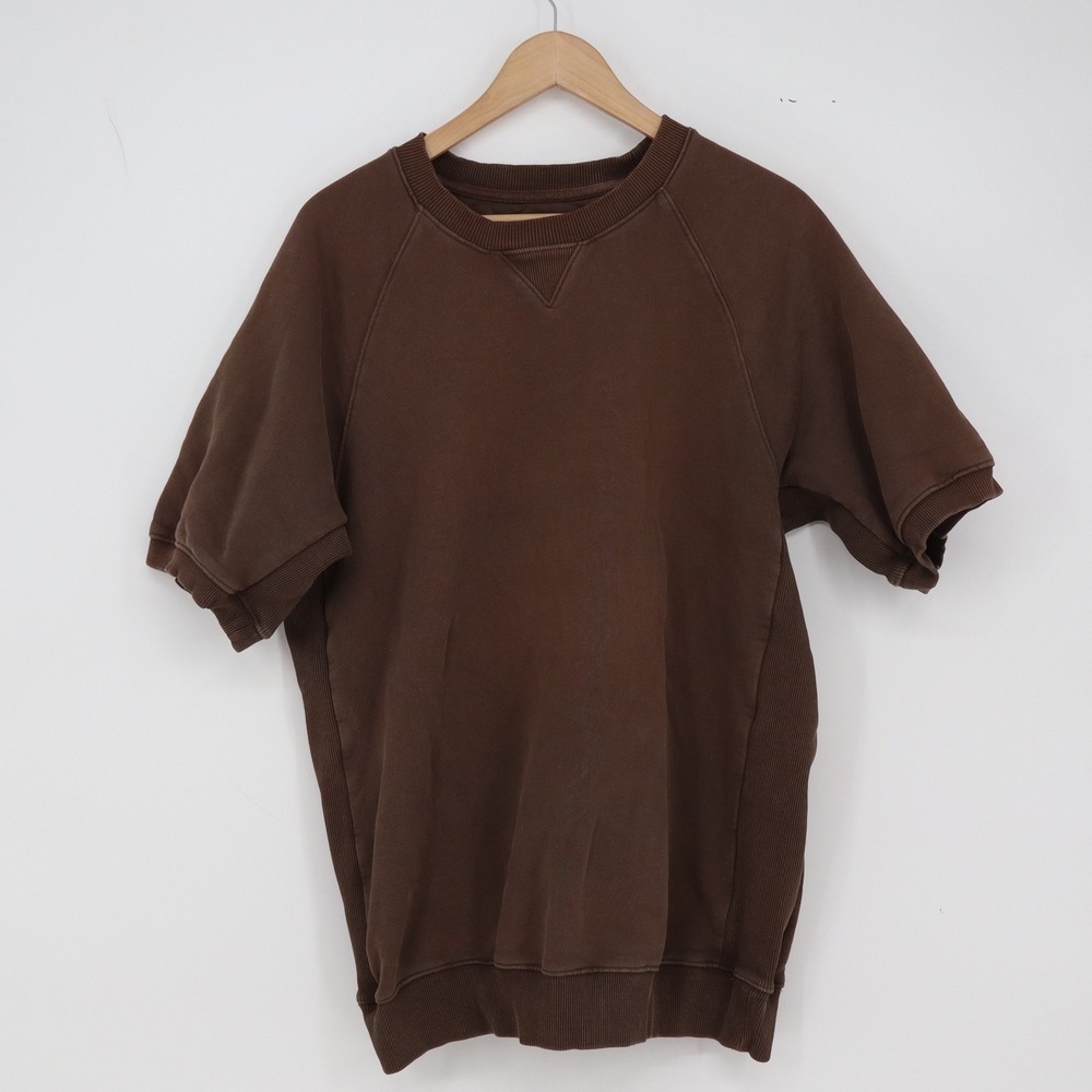 Duluth Trading Co Short Sleeve Sweatshirt Mens L Brown Raglan Ribbed Excellent